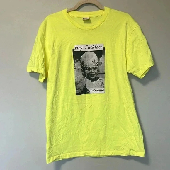 Supreme  neon yellow hey fuckface tee - Picture 1 of 4